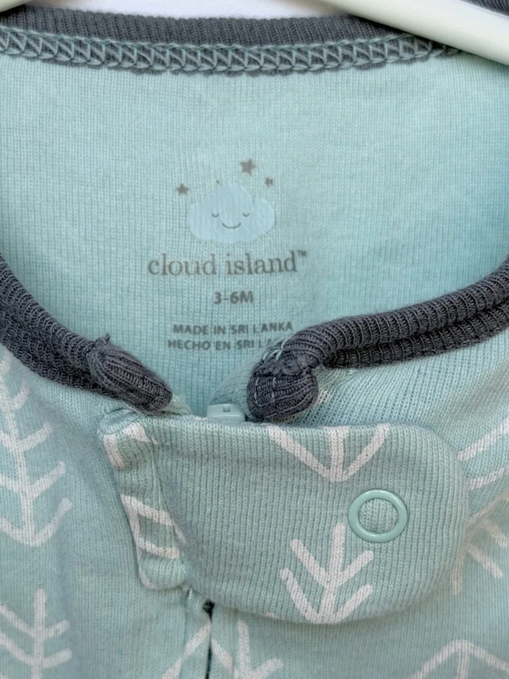 3-6 MTH cloud island Sage & Gray Baby Footed One-Piece Pack